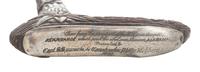 Presentation walking stick made from wood of the USS Kearsarge , ID'd to Capt. S. Samuels, 1891.