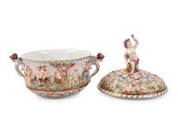 A Group of Capodimonte Porcelain Objects Including a Soup Tureen, Undertray and Hinged Box