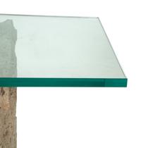 A Pair of Cast Stone Corbels Converted to a Glass-Top Console Table