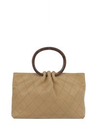 Chanel Wood Handle Tote in Quilted Tan Lambskin