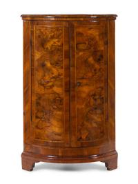 An Italian Burl Walnut Corner Cabinet