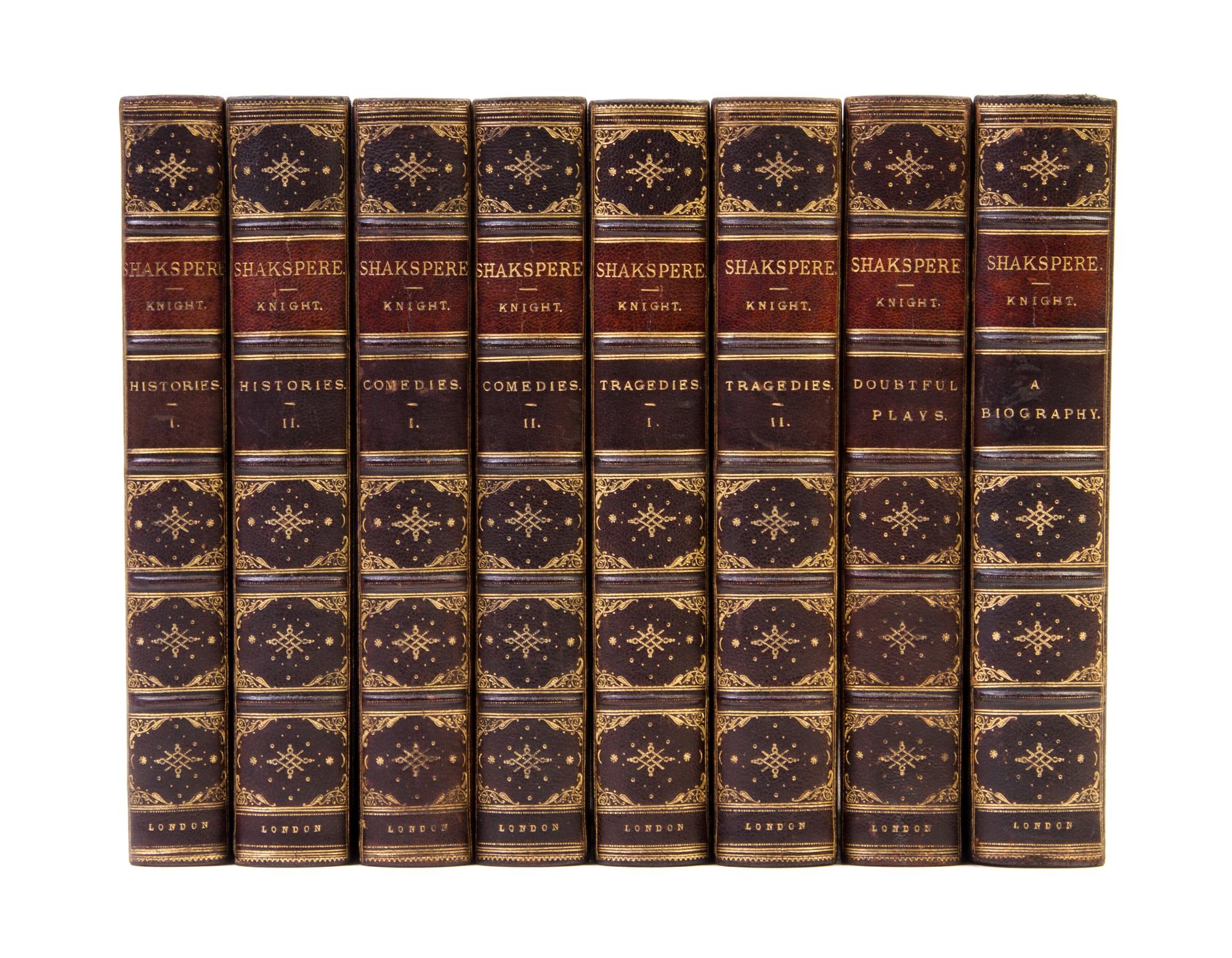 (SHAKESPEARE, WILLIAM) KNIGHT, CHARLES. The Pictorial Edition of the Works of Shakspeare. London, n.d. [c. 1840] 8 vols.