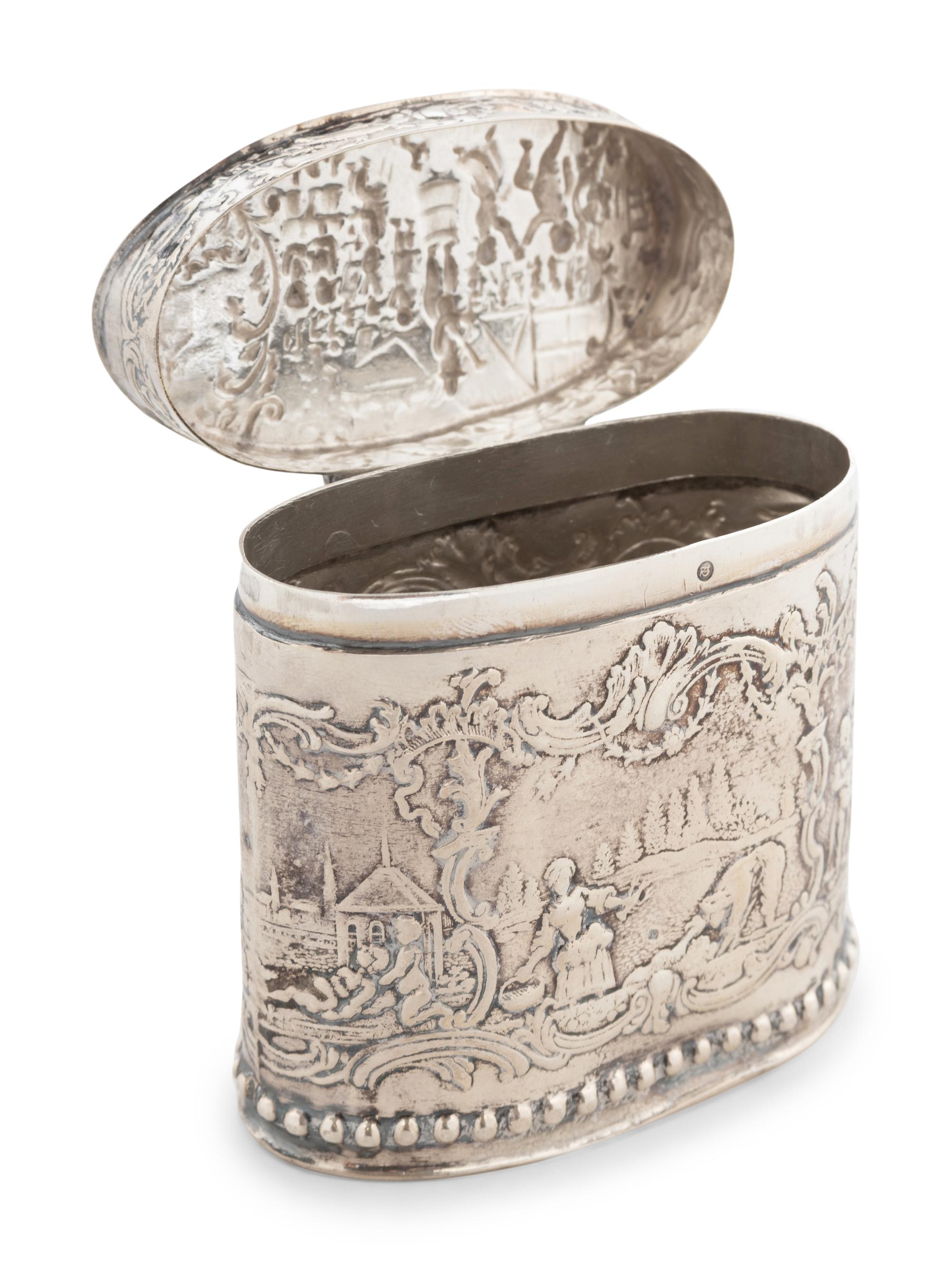 A Dutch Export Silver Tea Caddy