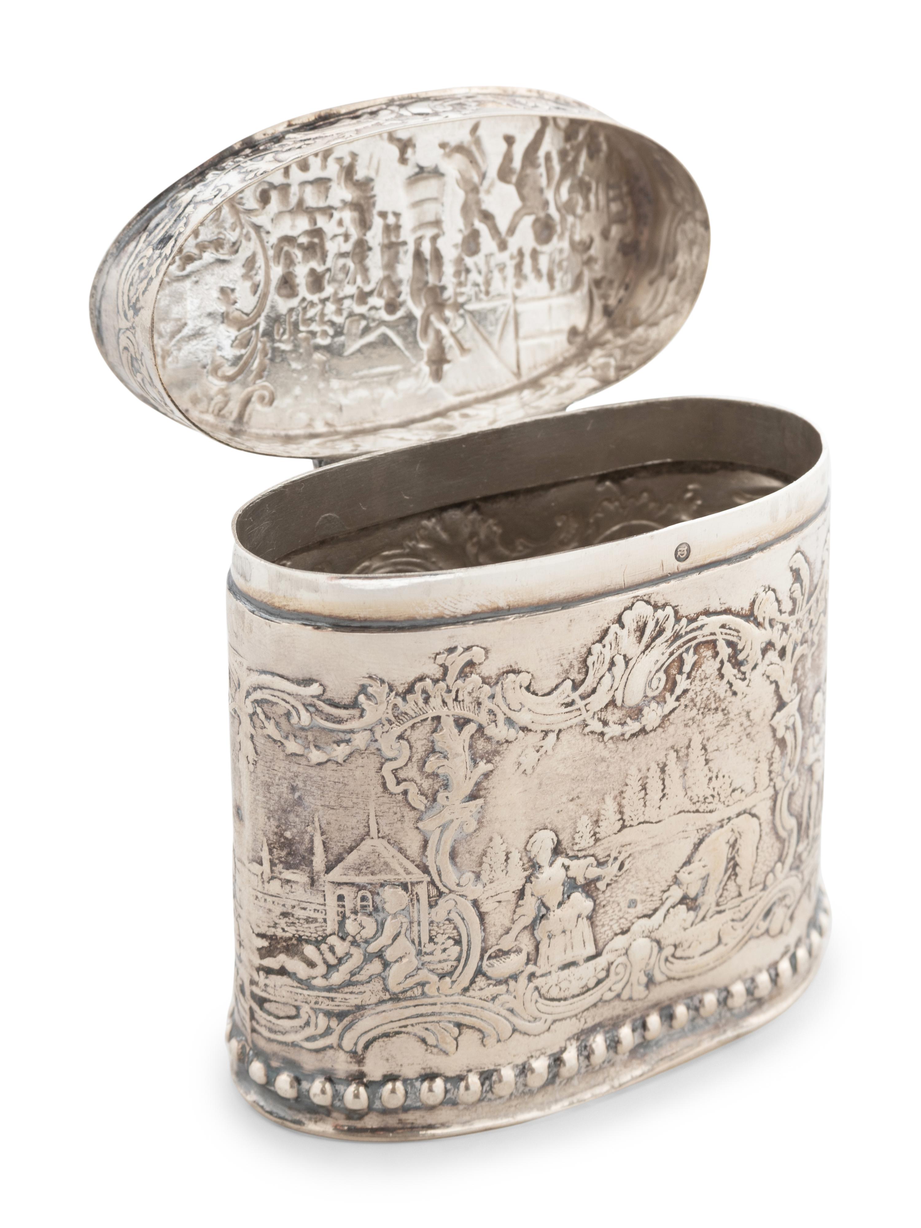 A Dutch Export Silver Tea Caddy