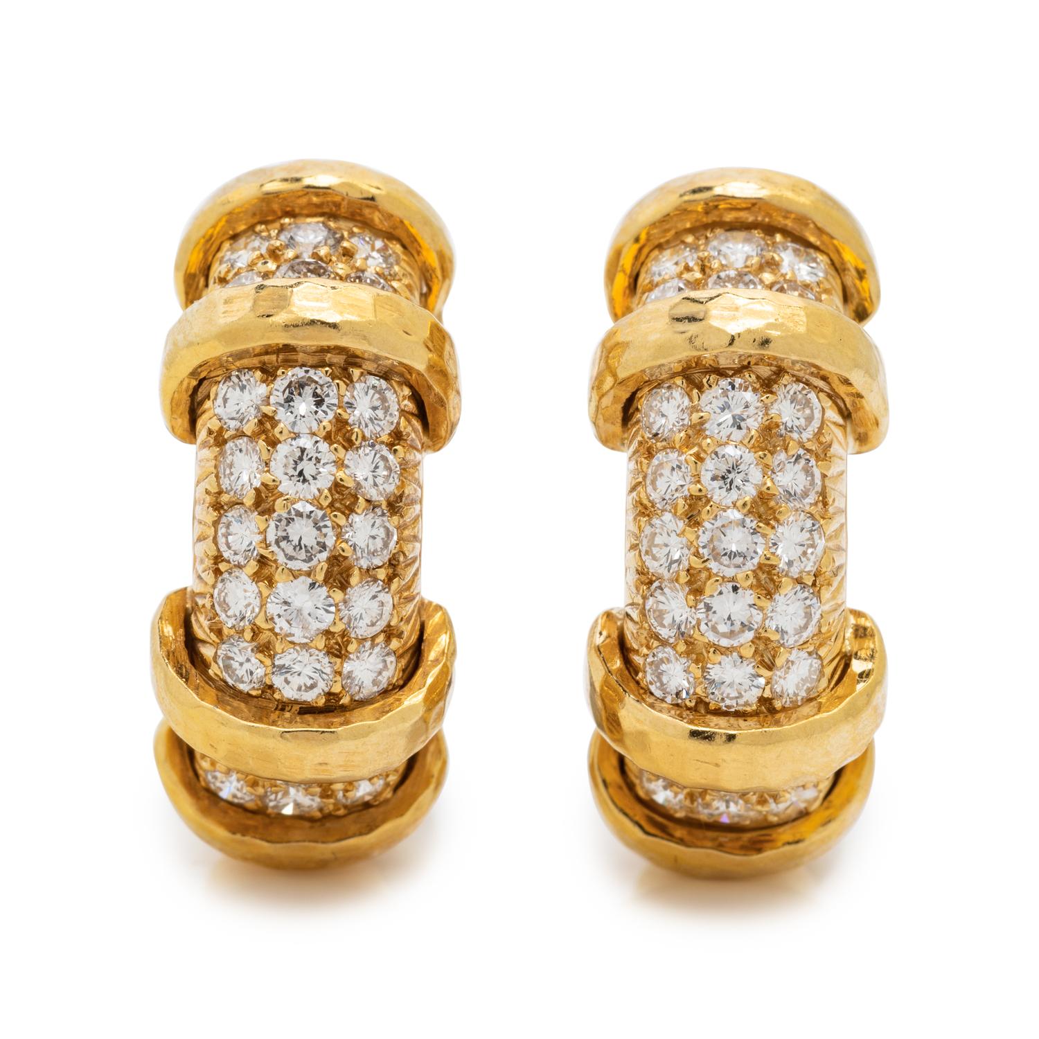 YELLOW GOLD AND DIAMOND EARCLIPS