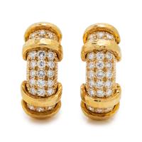 YELLOW GOLD AND DIAMOND EARCLIPS