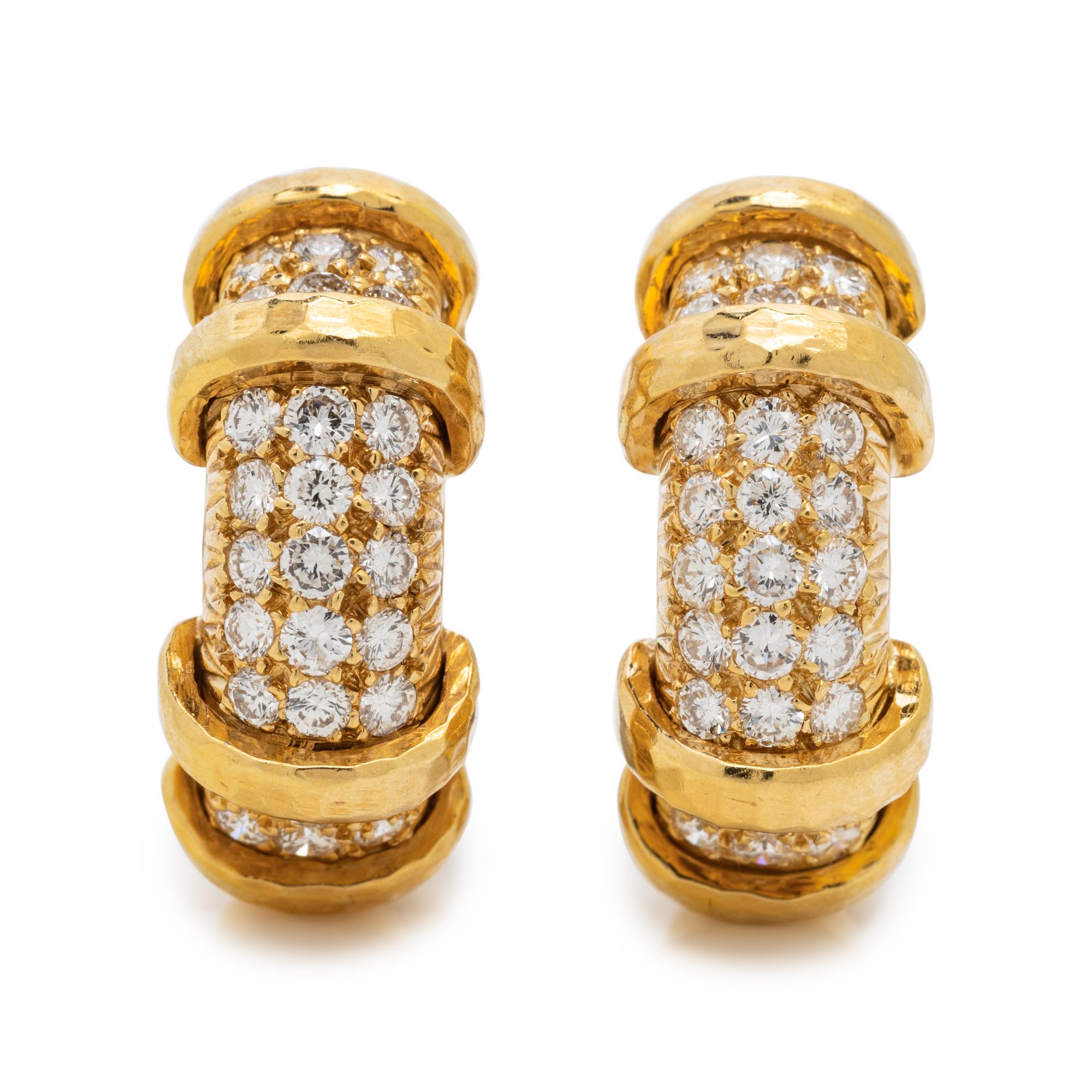 YELLOW GOLD AND DIAMOND EARCLIPS
