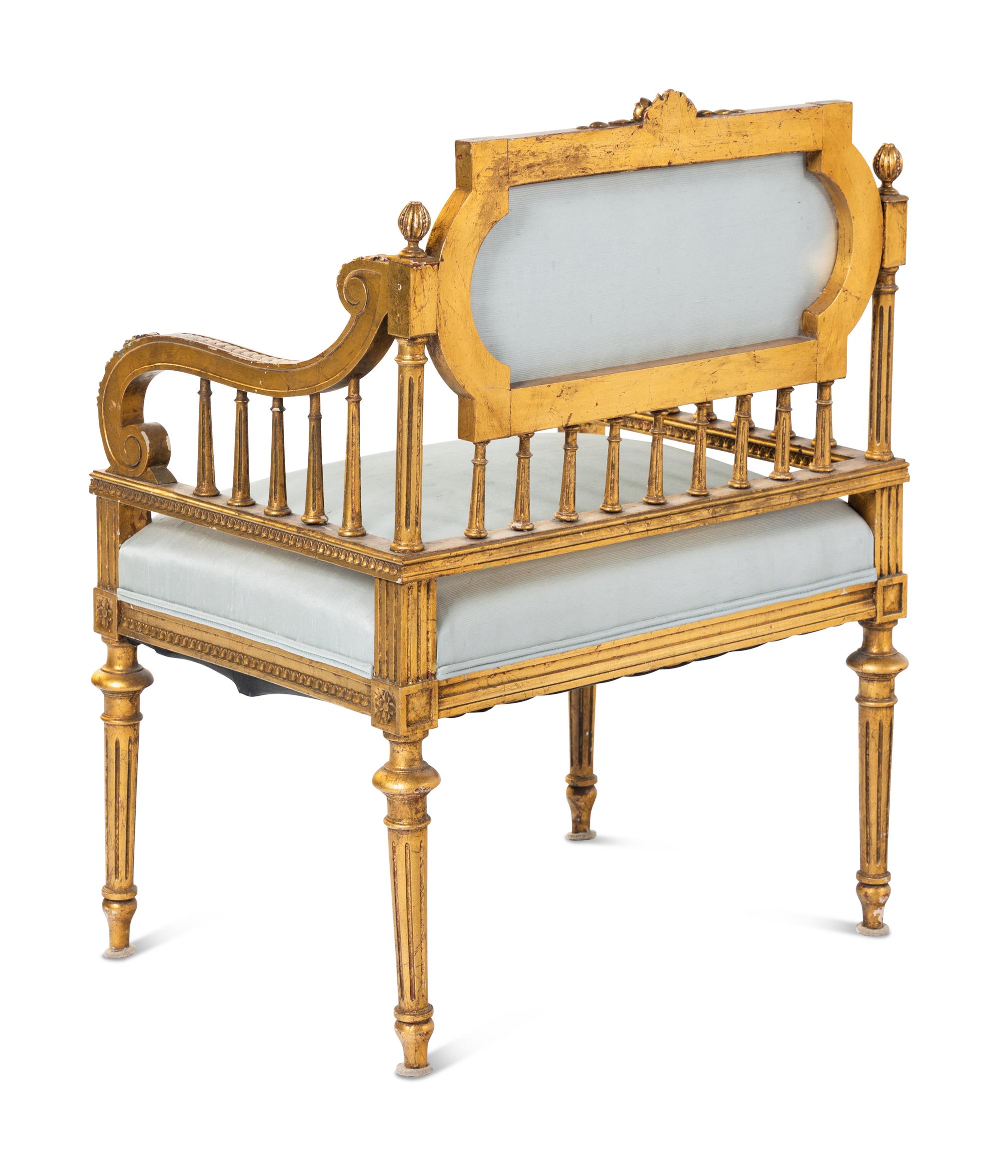A Set of Three Napoleon III Style Giltwood Armchairs