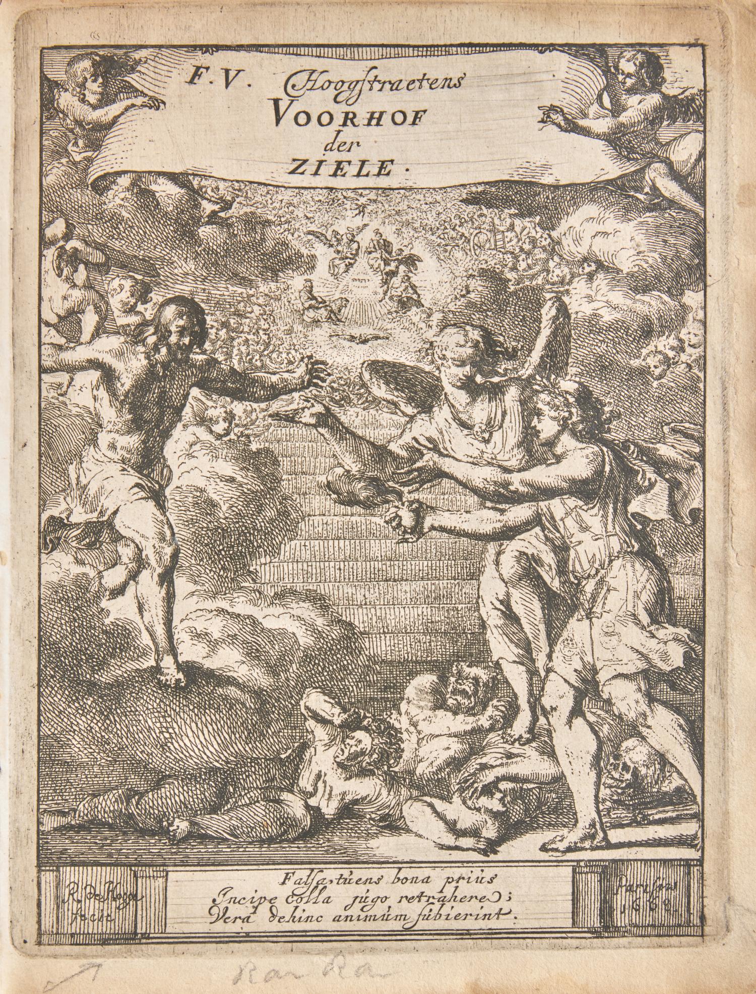 [Early Printing] H(oogstraeten)., F(rans). van. Het Voorhof der Ziele, Behangen met leerzaeme Prenten en Zinnebeelden