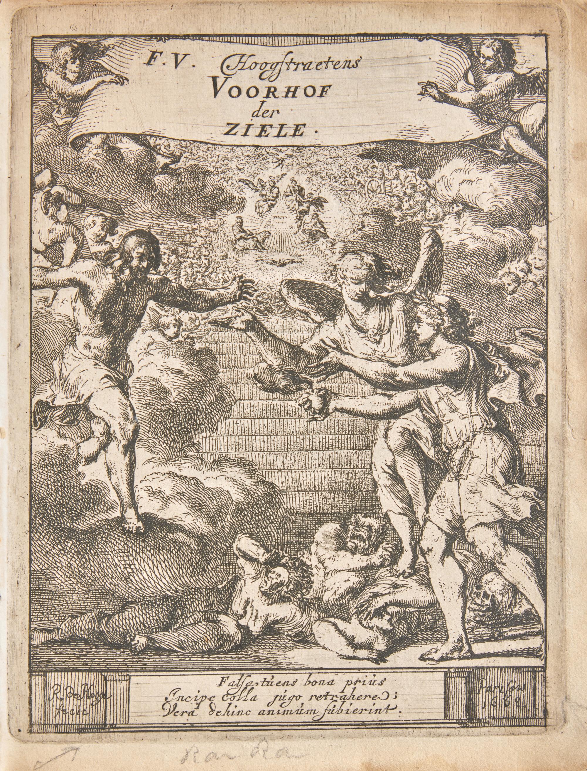 [Early Printing] H(oogstraeten)., F(rans). van. Het Voorhof der Ziele, Behangen met leerzaeme Prenten en Zinnebeelden