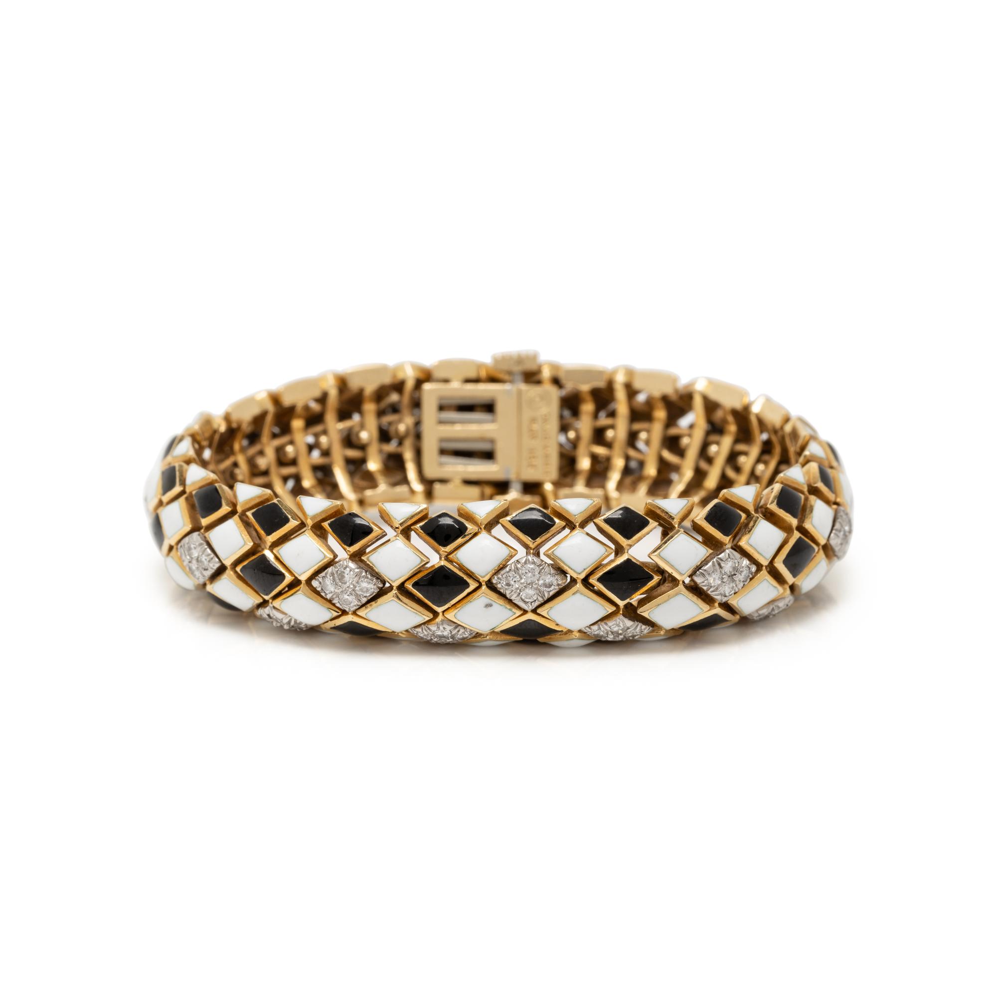 DAVID WEBB, ENAMEL AND DIAMOND 'HARLEQUIN' BRACELET