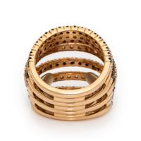 Diamond, Black Diamond, and Yellow Gold Ring