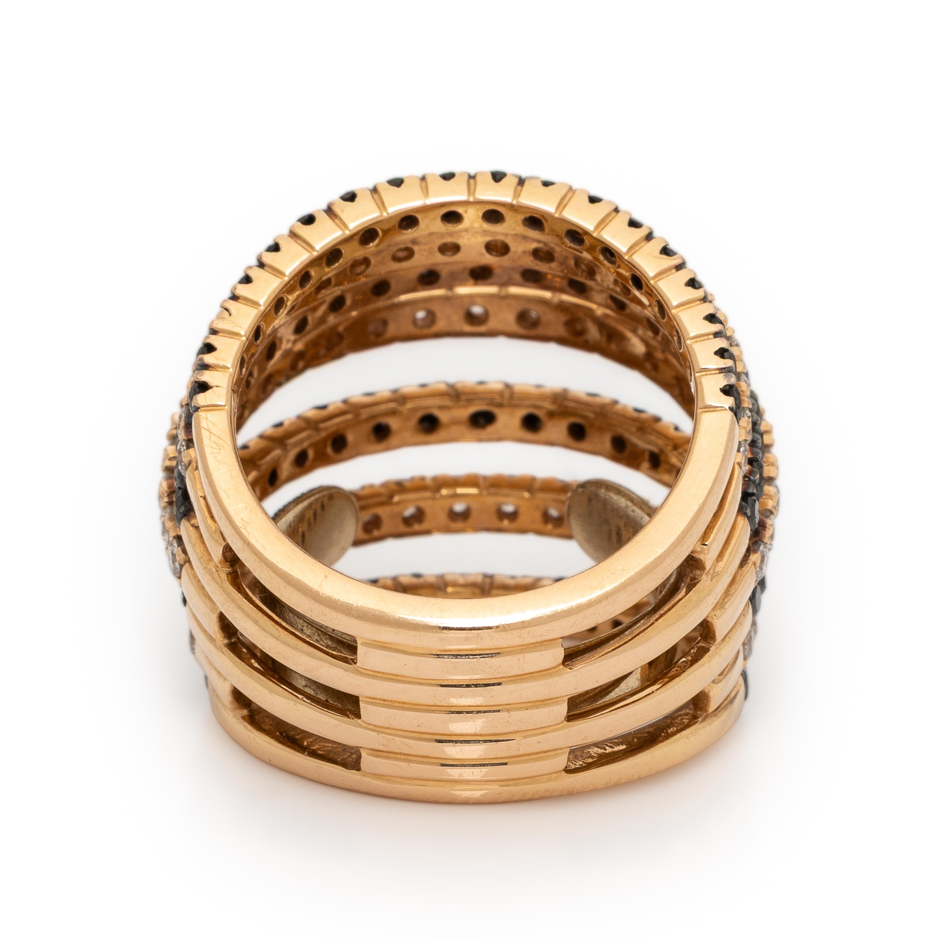 Diamond, Black Diamond, and Yellow Gold Ring