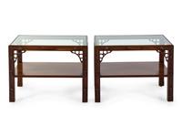 A Pair of Chinese Chippendale Style Mahogany Side Tables
