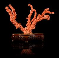 A Carved Pink Coral Figural Group Height 6 x 9 1/2 inches. — LATE QING DYNASTY/REPUBLIC PERIOD