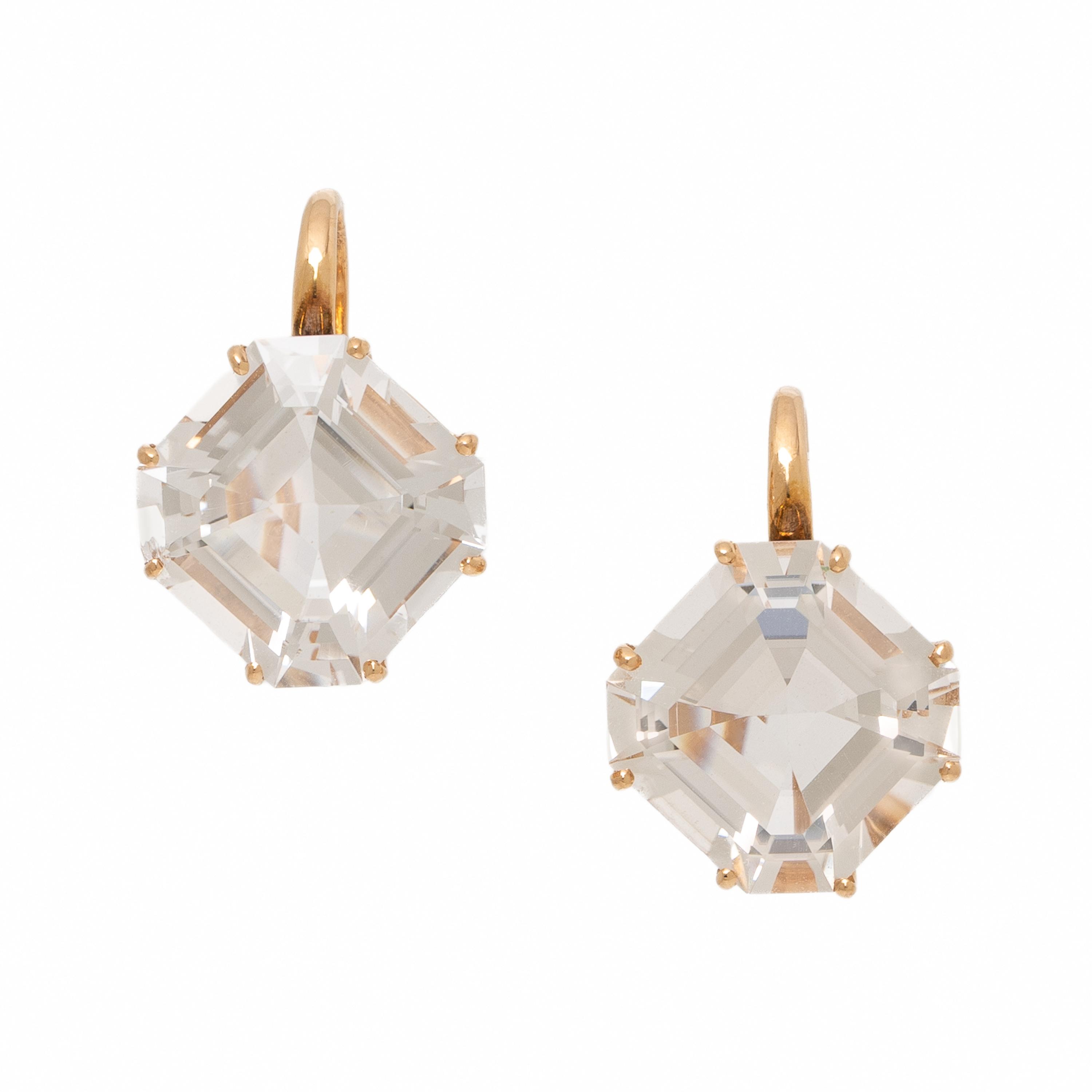 Goshwara, 'Hexa', Rock Crystal Quartz and Yellow Gold Earrings