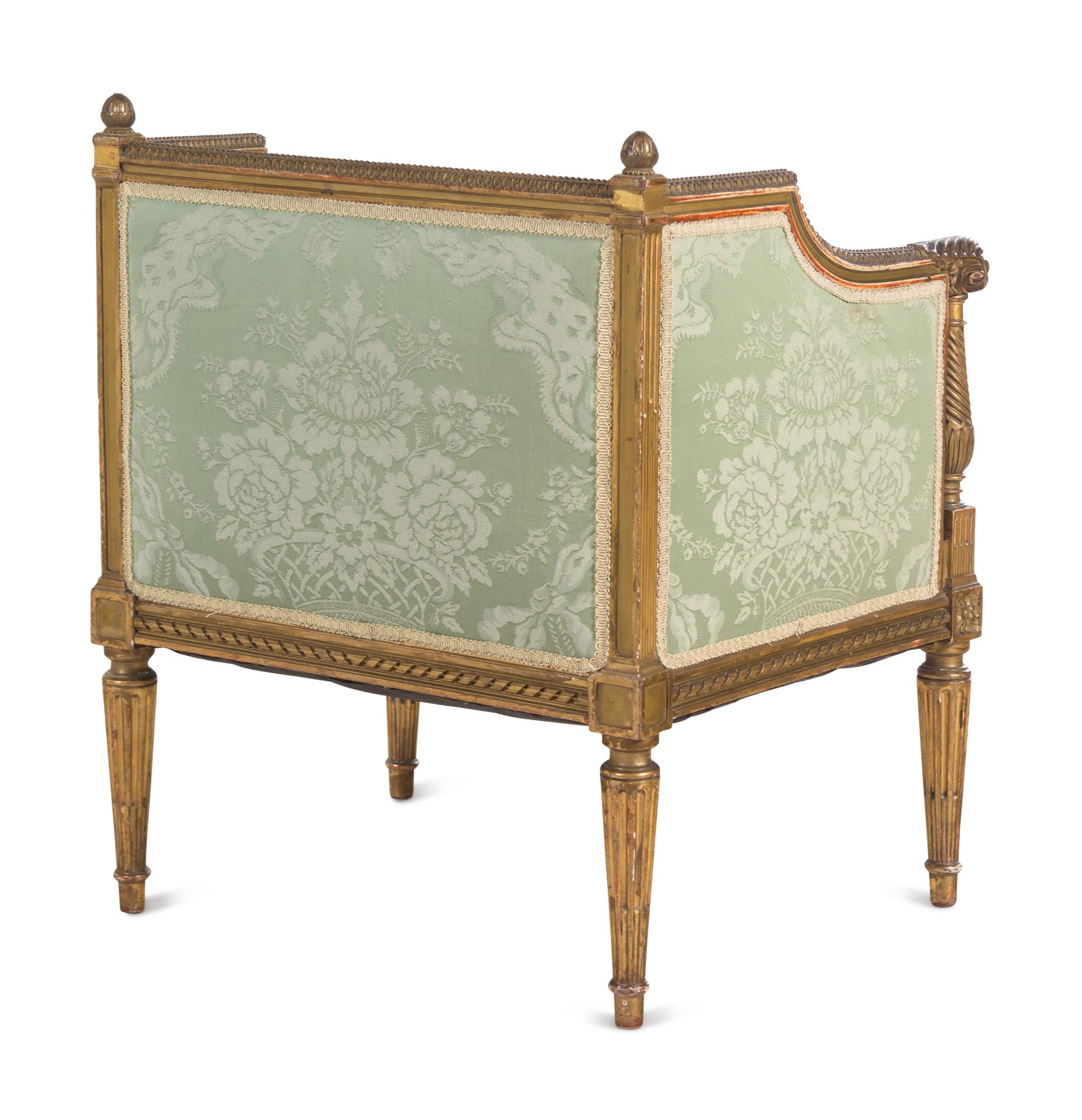 A Louis XVI Style Giltwood Bergère