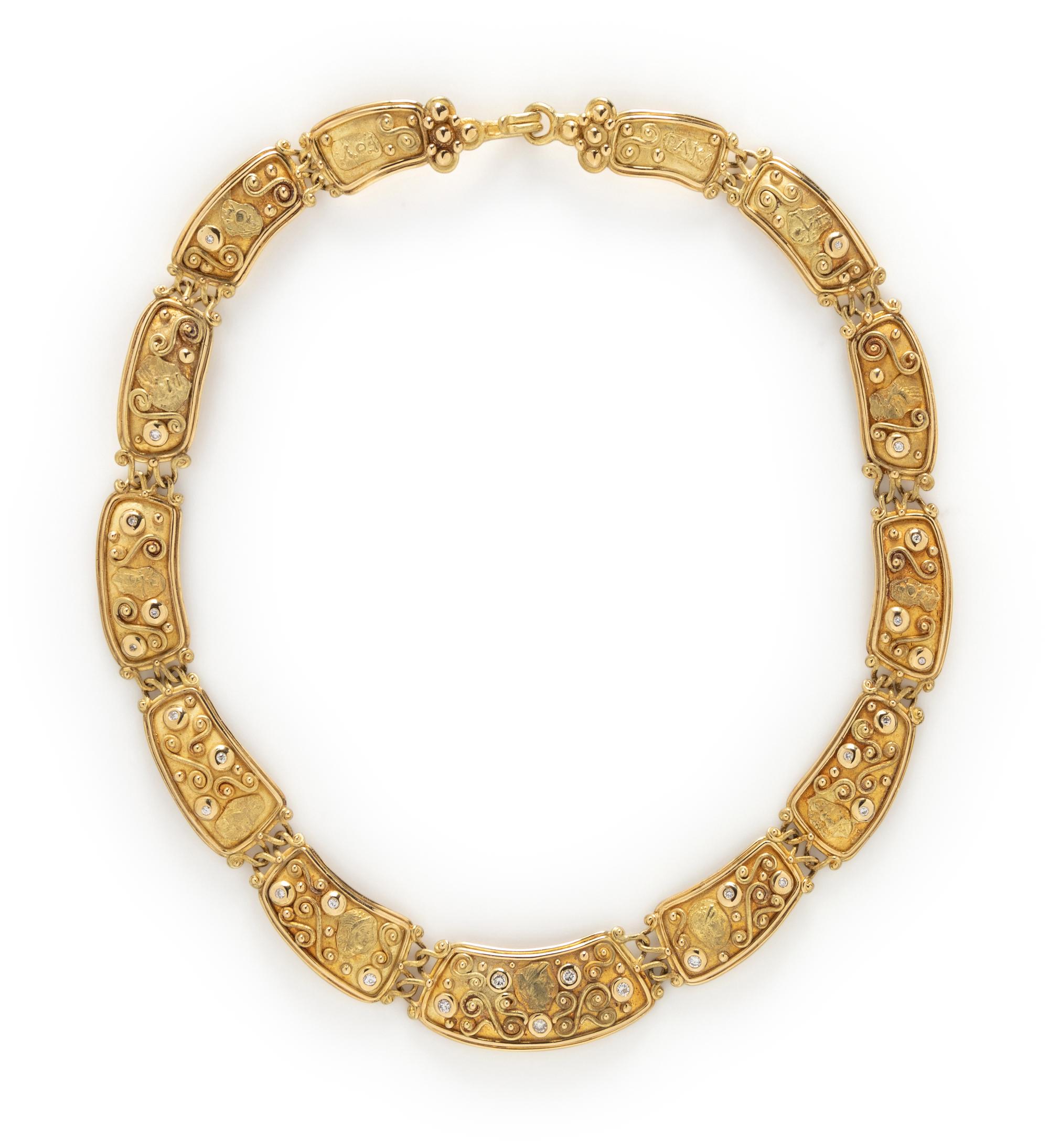 DENISE ROBERGE, YELLOW GOLD AND DIAMOND NECKLACE