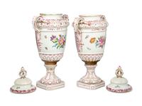 A Pair of Continental Porcelain Urns
