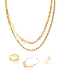 A Group of Yellow Gold Jewelry, 19.10 dwts.