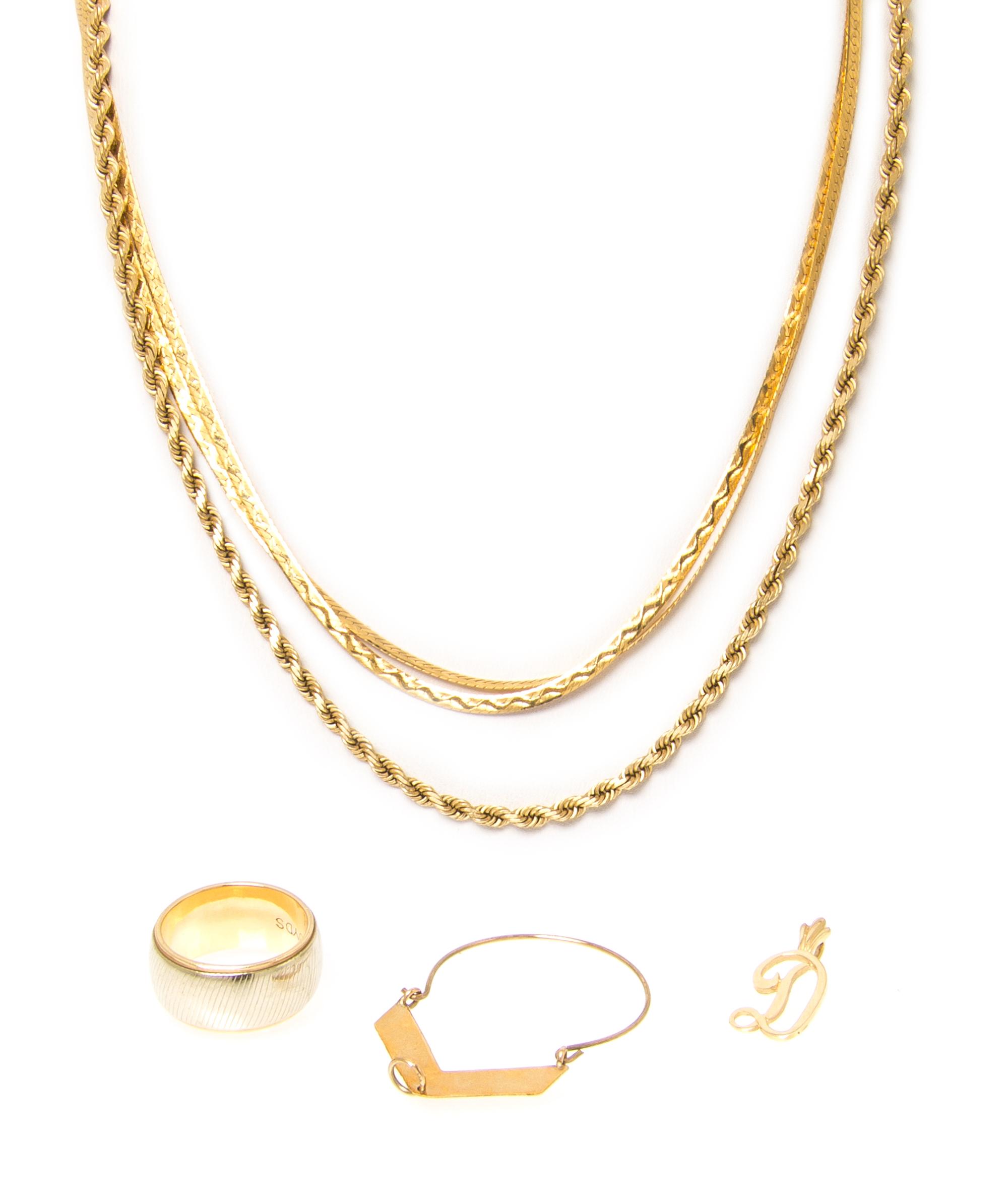 A Group of Yellow Gold Jewelry, 19.10 dwts.