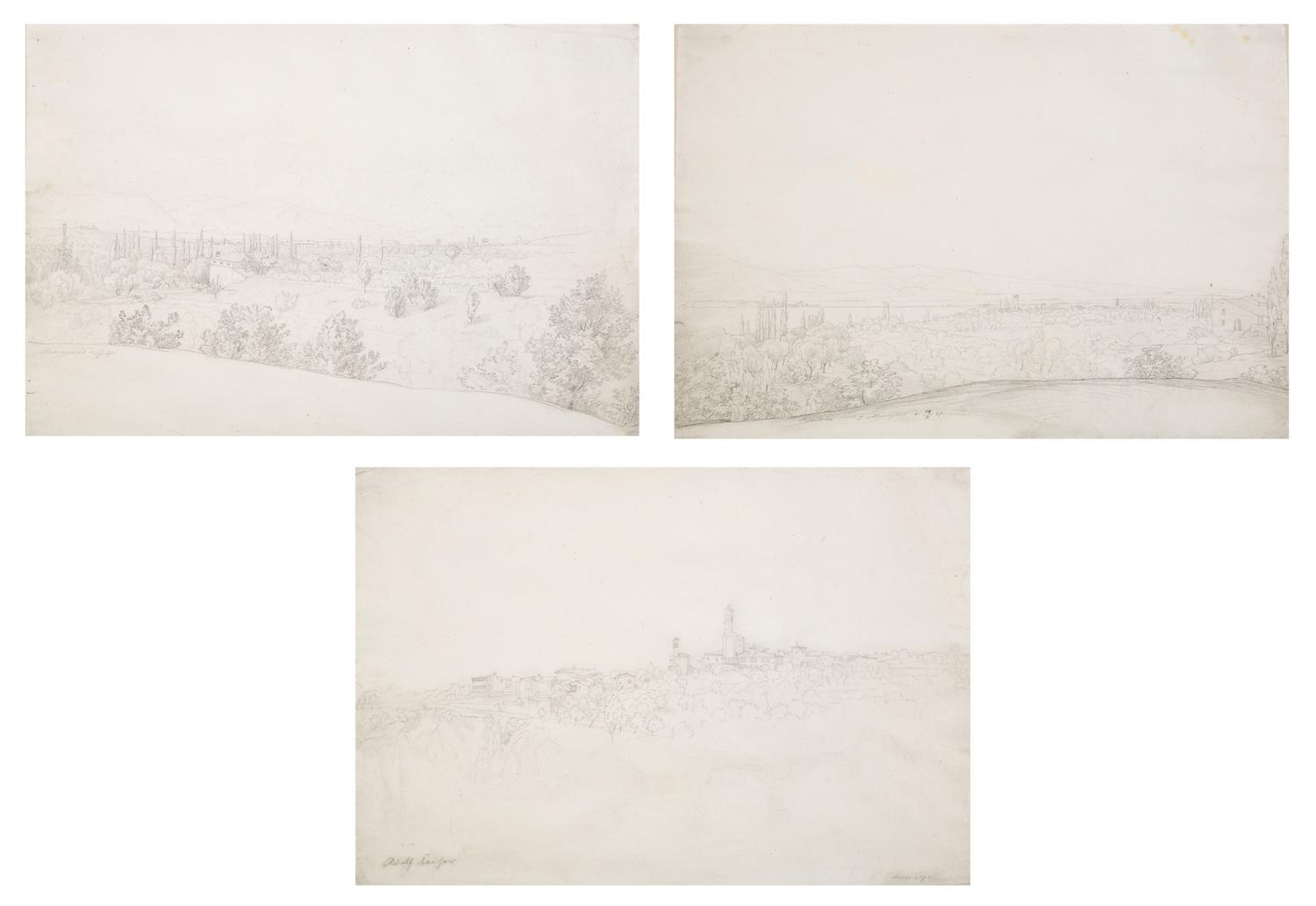 Landscape , Skyline of Lovere , Landscape , and Landscape of Desengano , 1827 (three works)