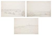 Landscape , Skyline of Lovere , Landscape , and Landscape of Desengano , 1827 (three works)