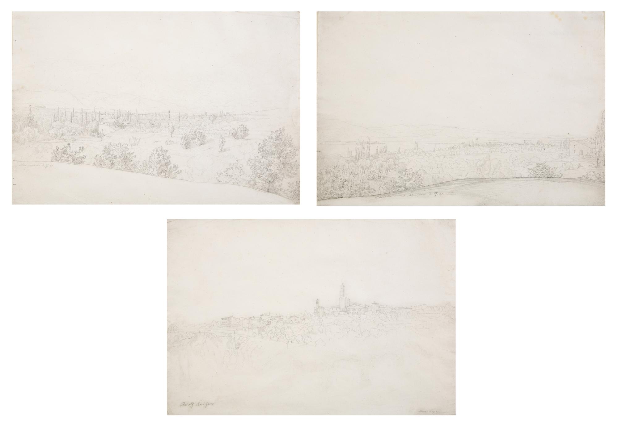 Landscape , Skyline of Lovere , Landscape , and Landscape of Desengano , 1827 (three works)