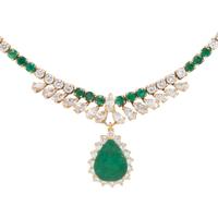 EMERALD, DIAMOND AND YELLOW GOLD NECKLACE
