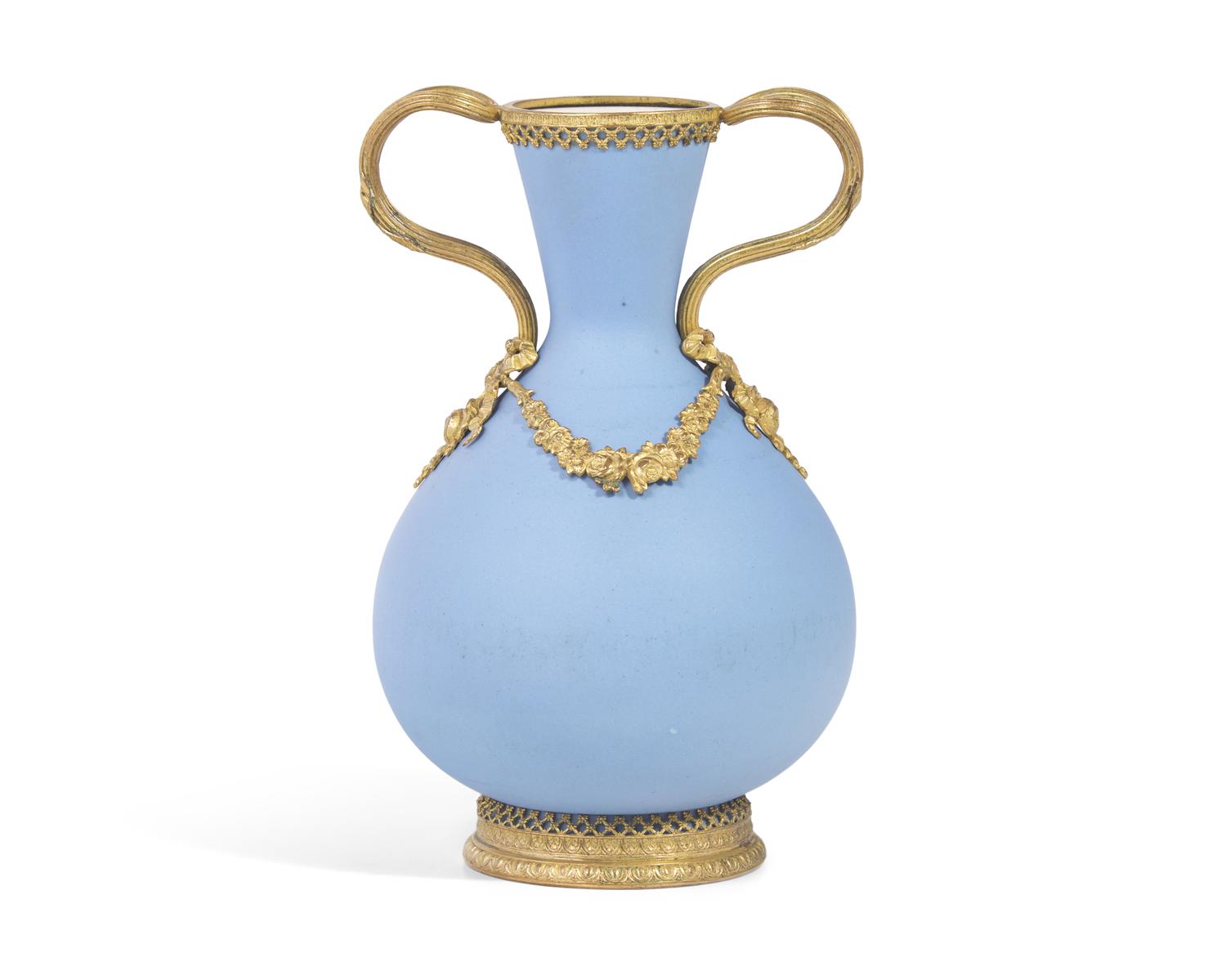 A Wedgwood Gilt Bronze Mounted Blue Jasperware Vase