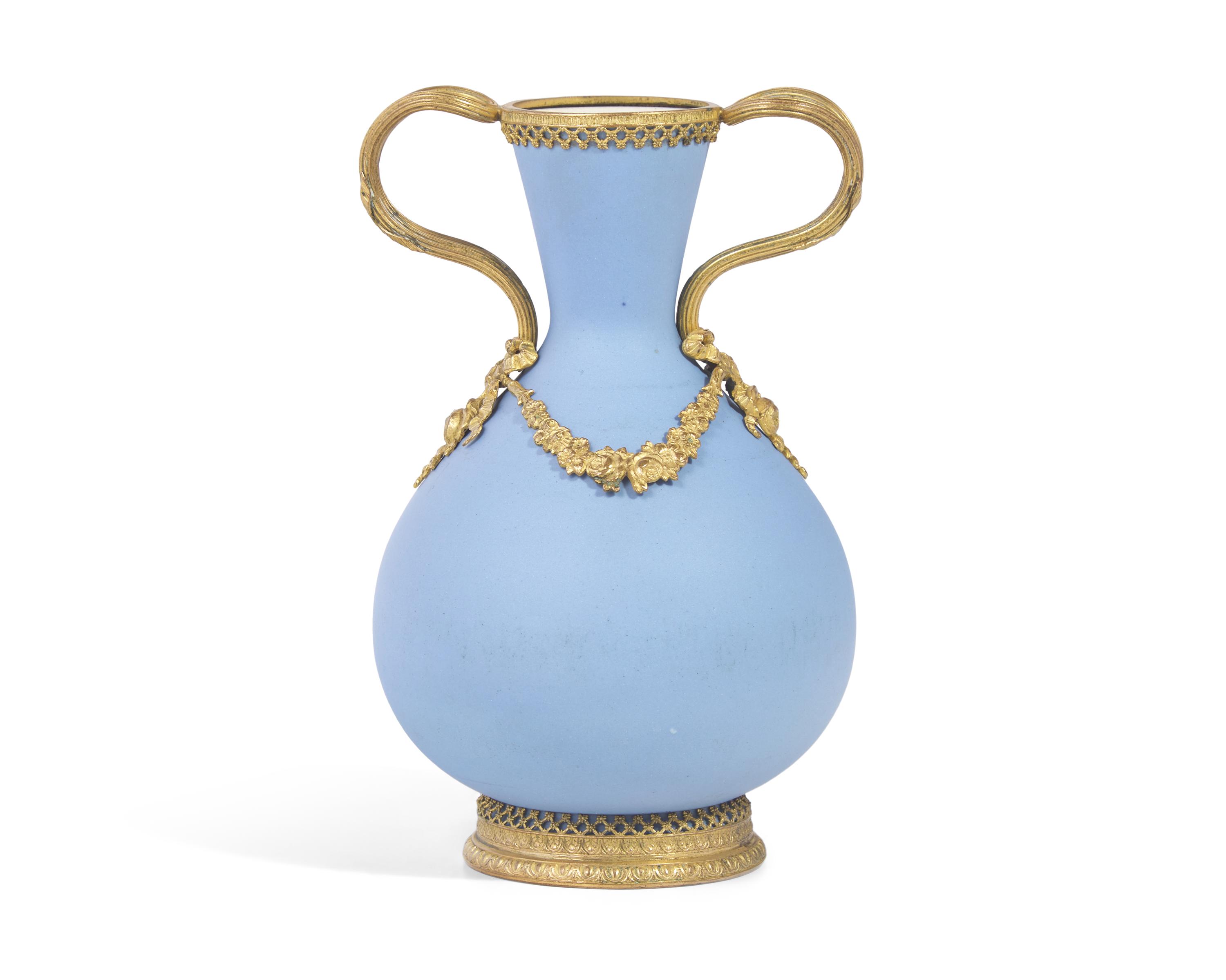 A Wedgwood Gilt Bronze Mounted Blue Jasperware Vase
