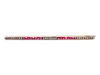 DIAMOND AND SYNTHETIC RUBY BAR BROOCH