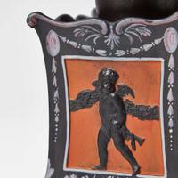 A Near Pair of Wedgwood Encaustic-Decorated Black Basalt Bulb Pots UK, circa 1800