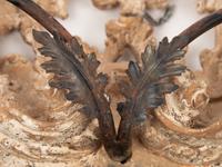 A Pair of Italian Cerused Wood and Tôle Two-Light Sconces