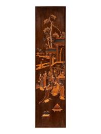 Two Chinese Carved Wood Wall Panels