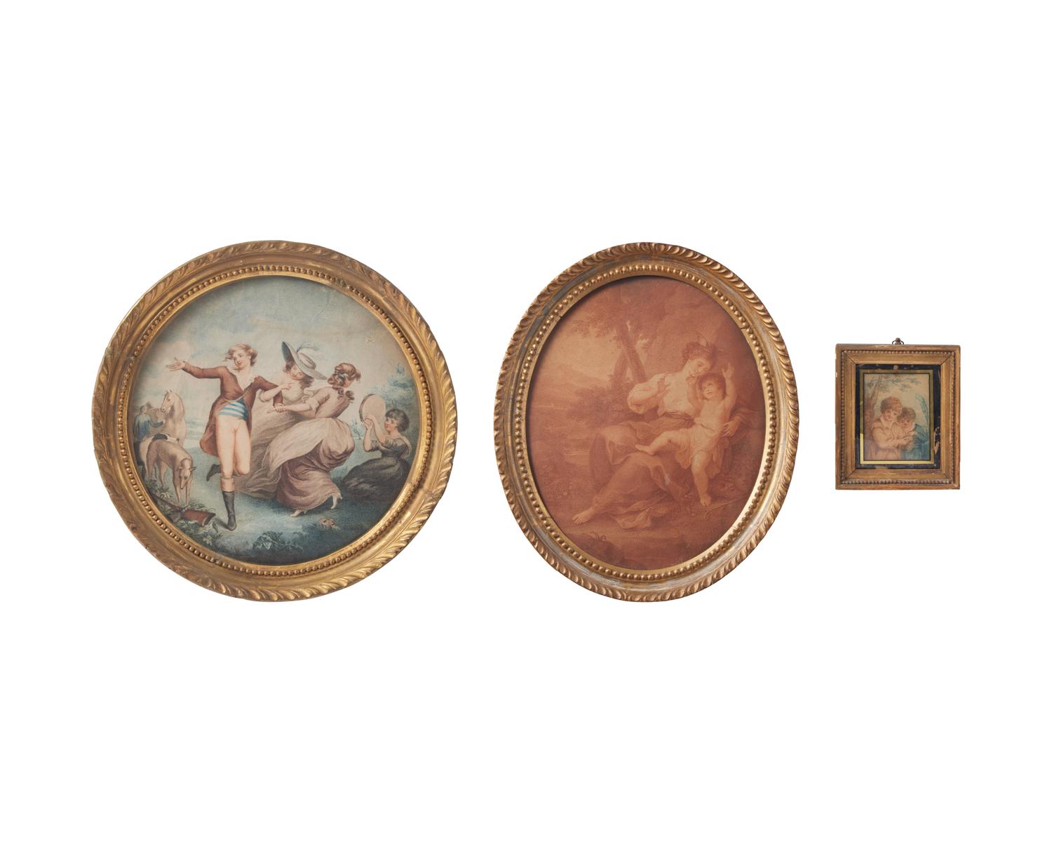 A group of four George III or Regency engravings and drawing, 18th / 19th century