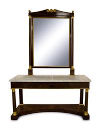 A Napoleon III Style Mahogany Marble-Top Pier Table and Parcel Gilt Mirror