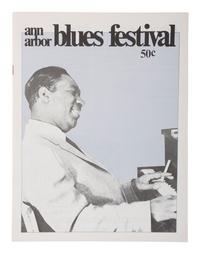 [MUSIC]. A group of 4 items promoting the Ann Arbor Blues and Jazz Festivals in 1970 and 1972, incl. posters, a program and bumper sticker.