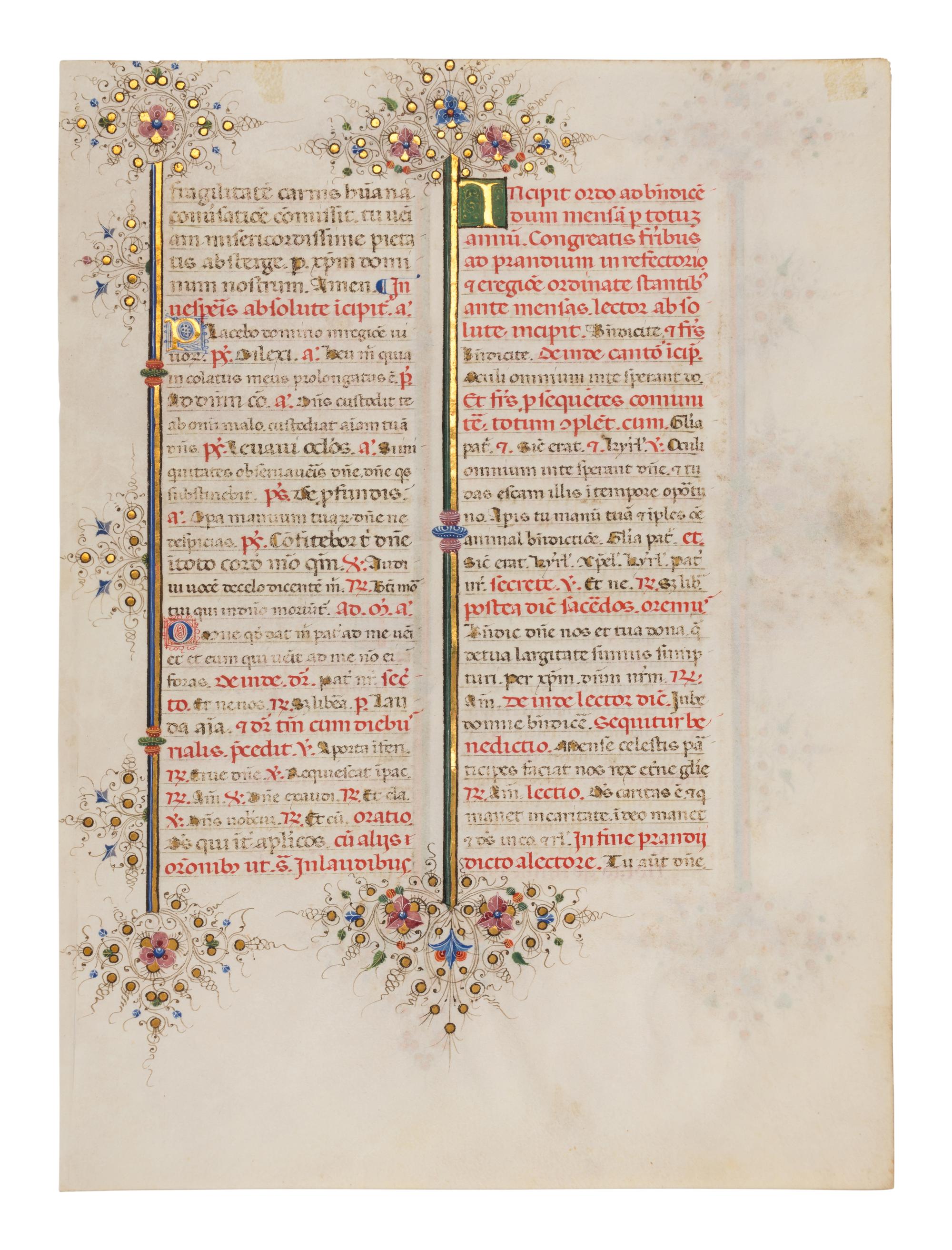 GIORGIO D’ALEMAGNA (documented Ferrara, 1441-1462) A leaf from the Breviary of Lionello d’Este, also known as the Llangattock Breviary, in Latin, illuminated manuscript on parchment [Italy, Ferrara, c. 1441-1448]