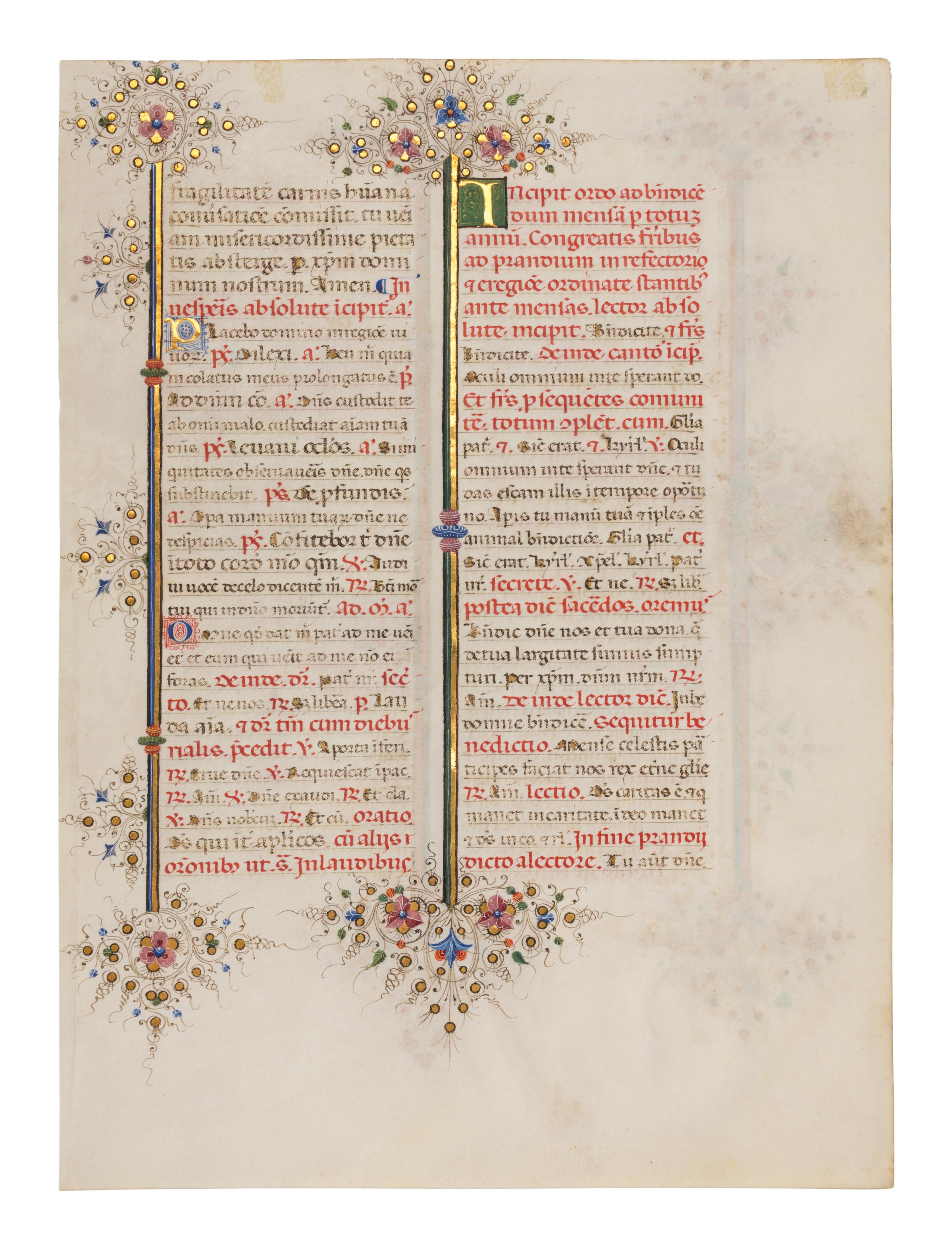 GIORGIO D’ALEMAGNA (documented Ferrara, 1441-1462) A leaf from the Breviary of Lionello d’Este, also known as the Llangattock Breviary, in Latin, illuminated manuscript on parchment [Italy, Ferrara, c. 1441-1448]