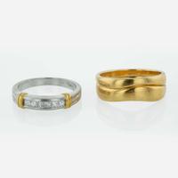 A Set of Two Gold Wedding Bands