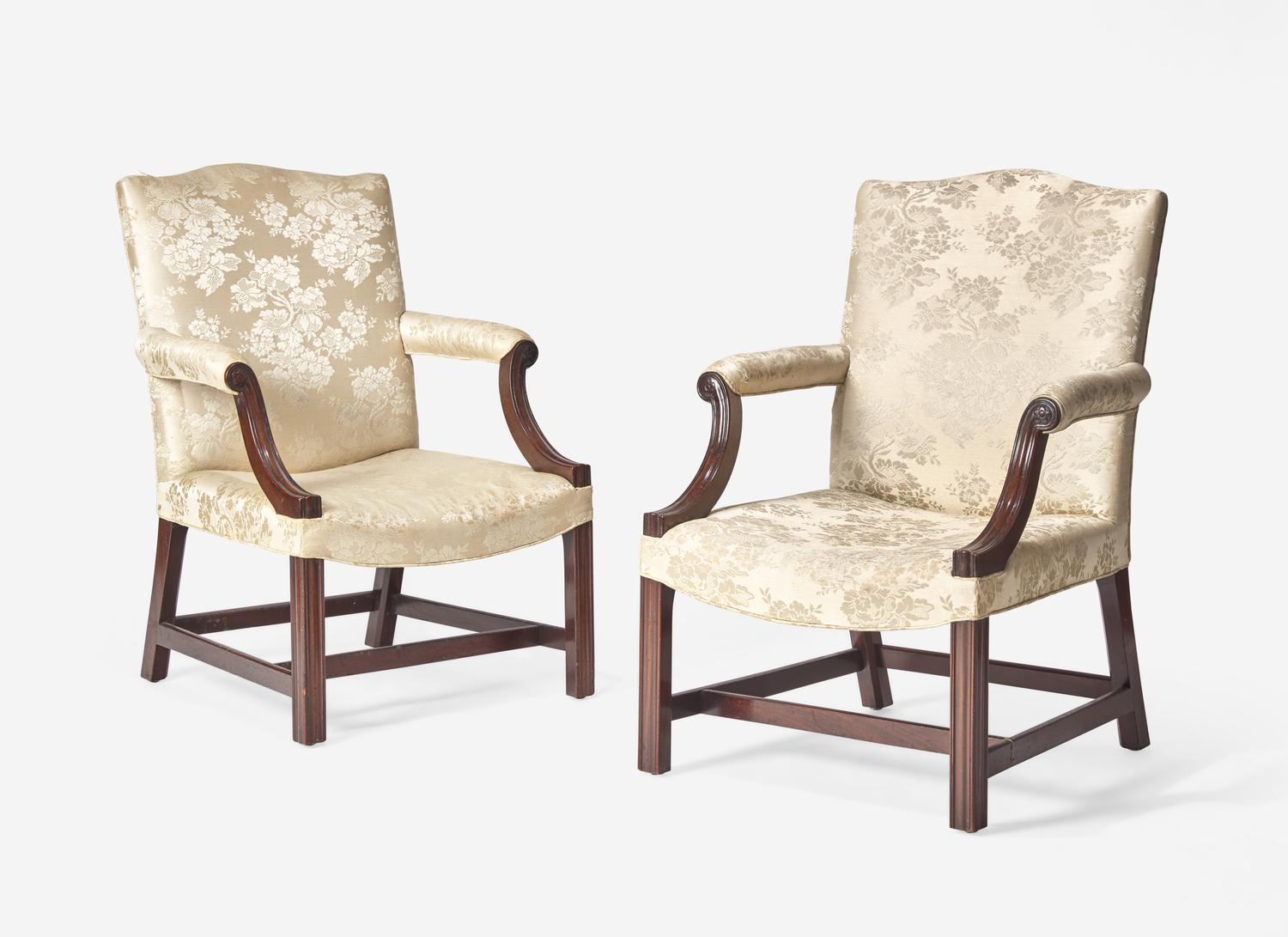 A Pair of George III Style Mahogany Library Chairs