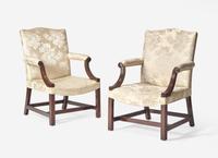 A Pair of George III Style Mahogany Library Chairs