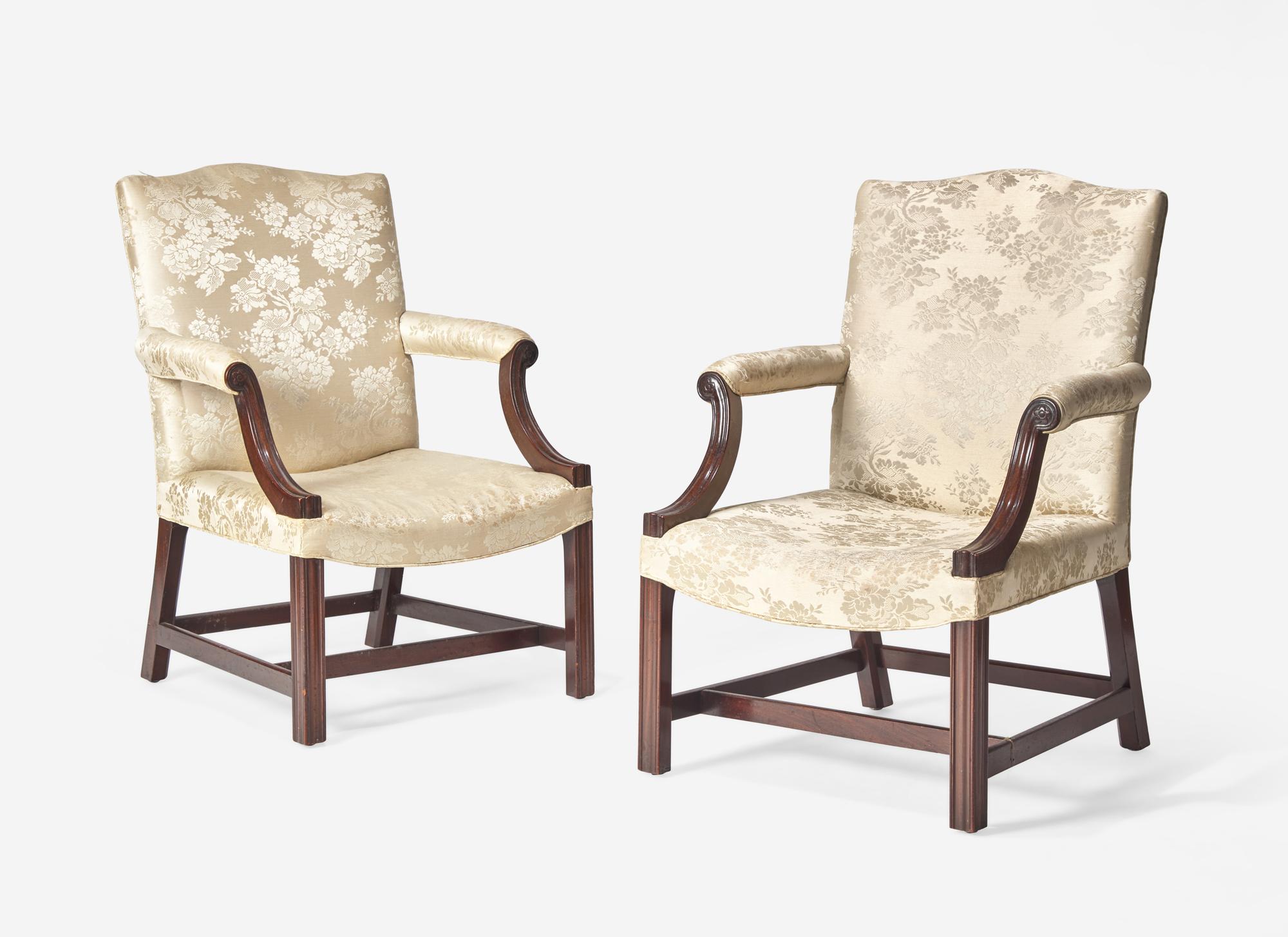 A Pair of George III Style Mahogany Library Chairs