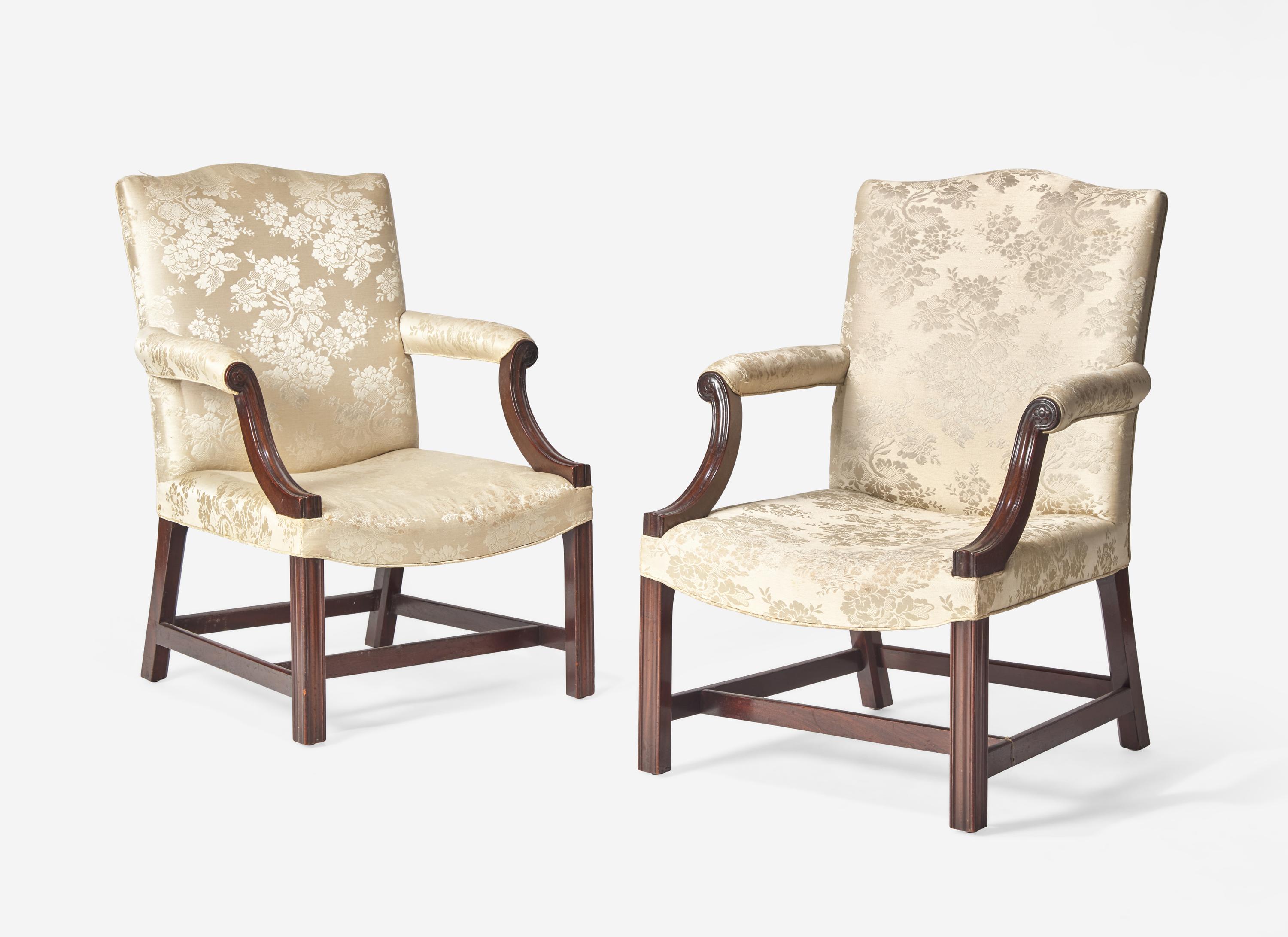 A Pair of George III Style Mahogany Library Chairs
