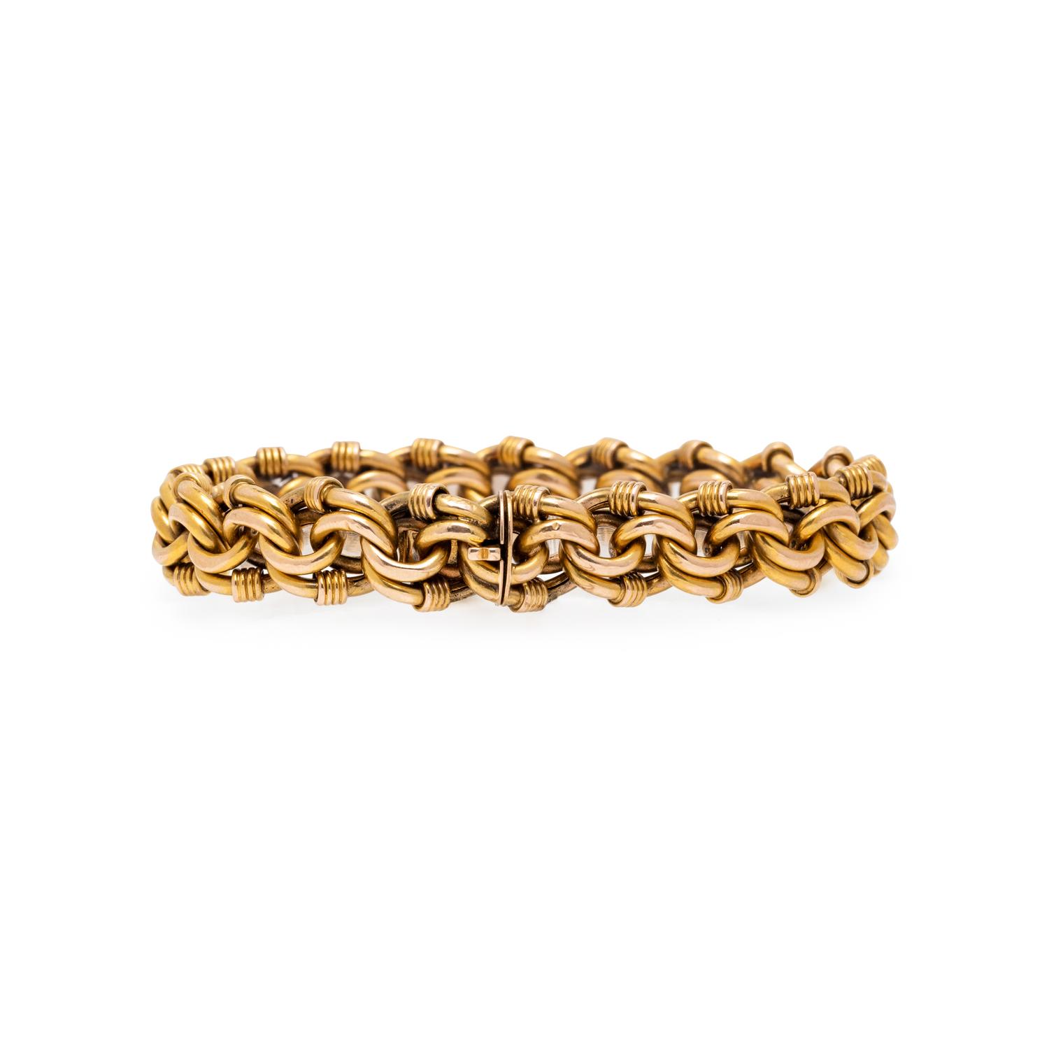 FRENCH, YELLOW GOLD LINK BRACELET