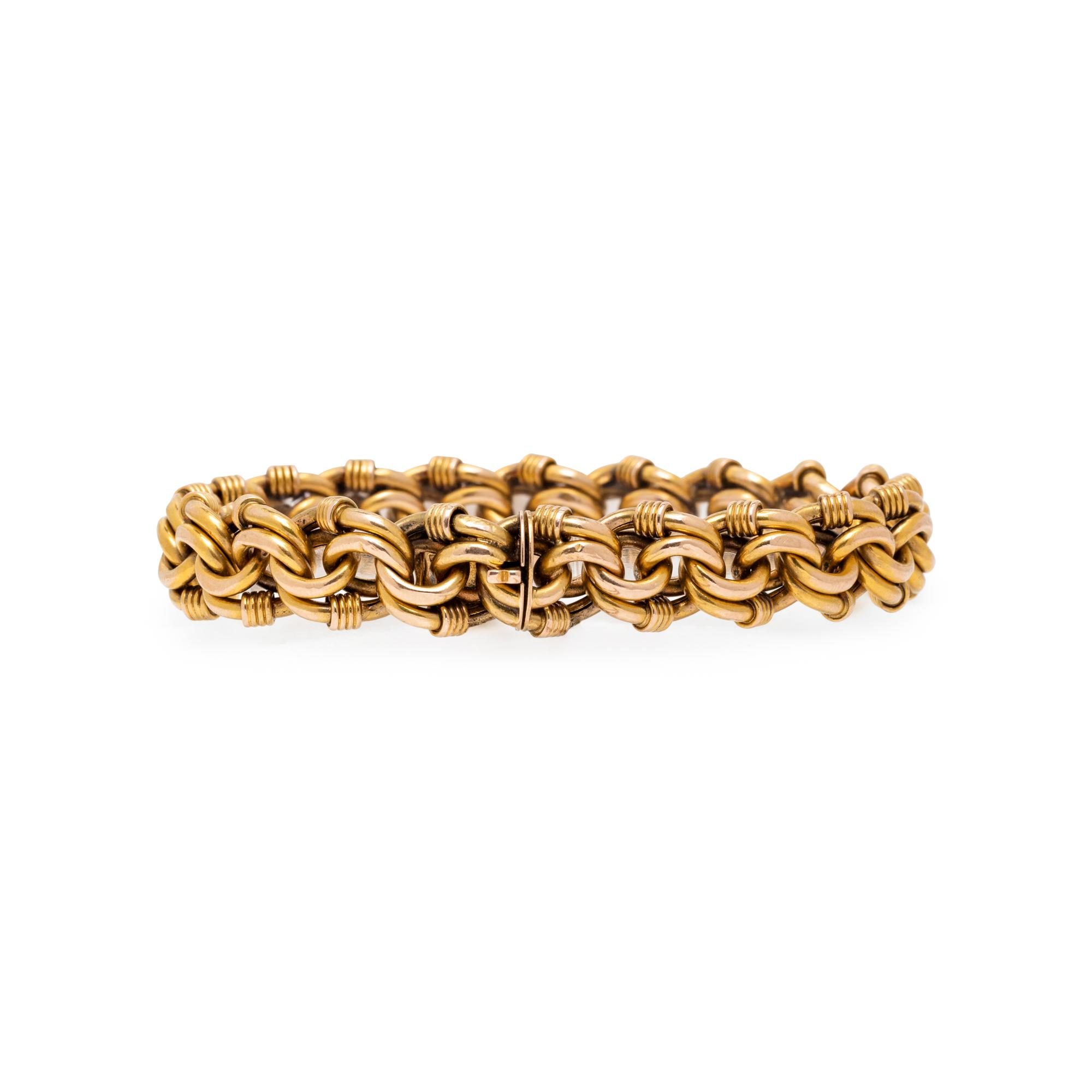 FRENCH, YELLOW GOLD LINK BRACELET