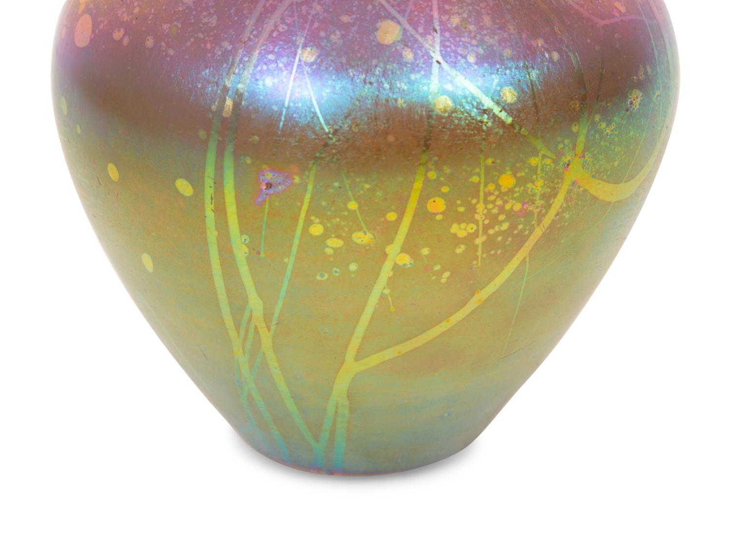A Tiffany Studios Gold Decorated Favrile Glass Vase