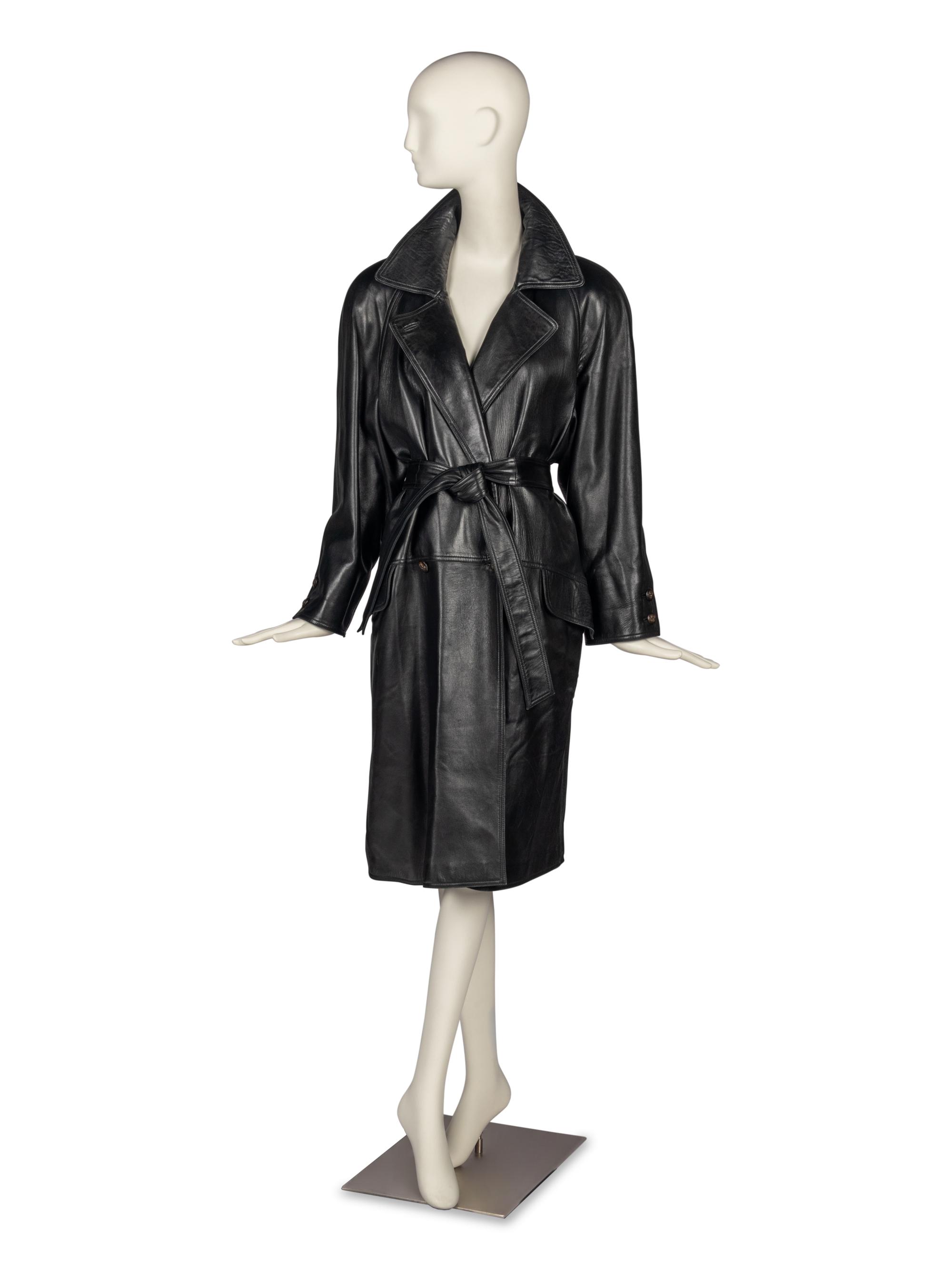 Gucci Belted Leather Coat, 1980s