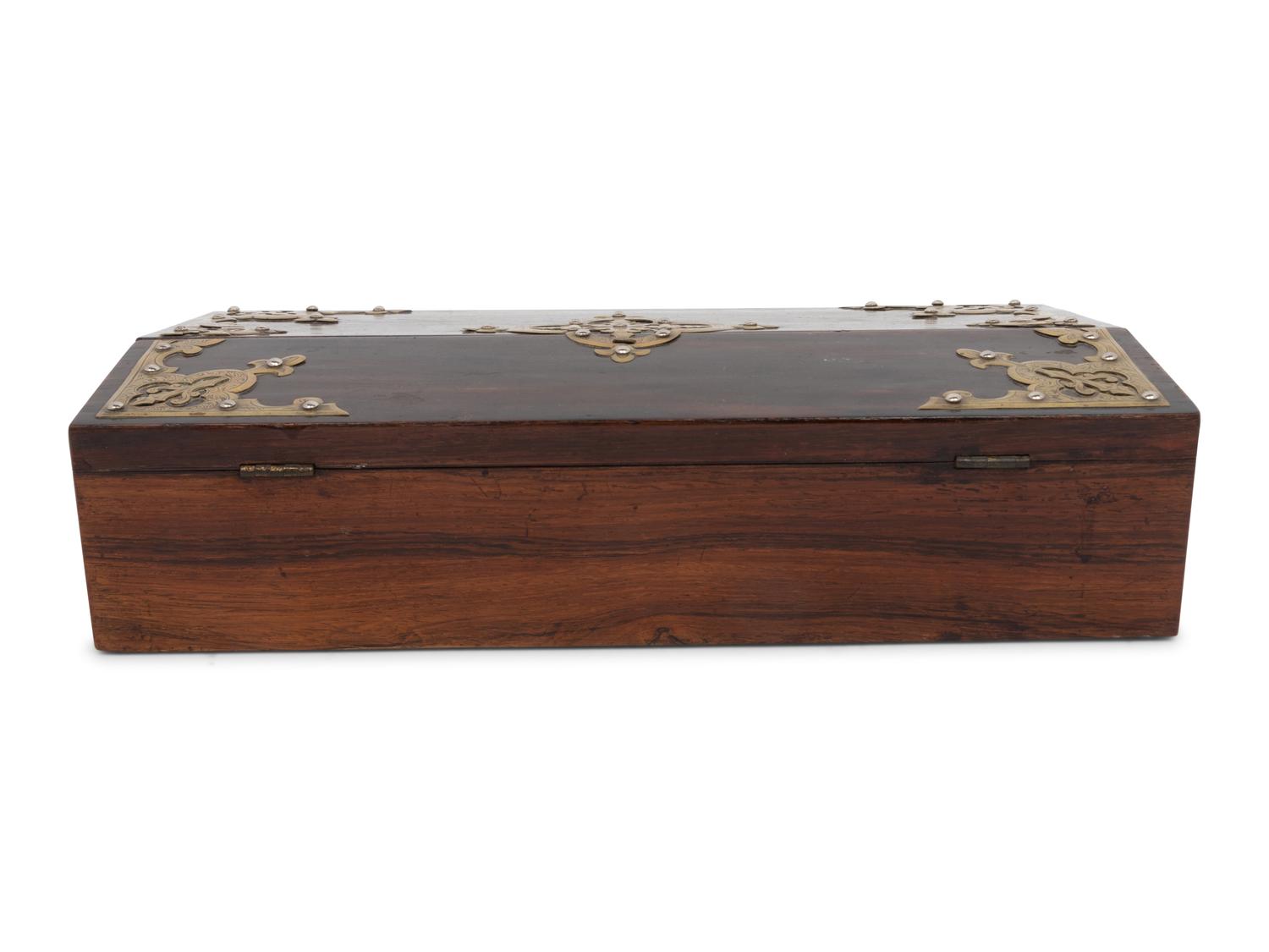 A Victorian Brass Mounted Rosewood Writing Slope